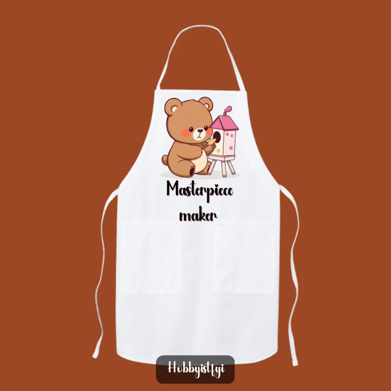 Funny Bear Painting Apron: Cook Up Artful Laughs in the Kitchen!