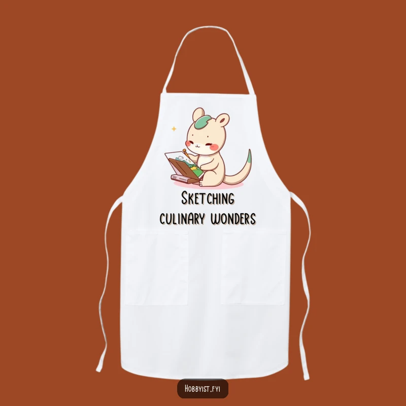 Funny Chef Creature Apron: Delighted Artist Sketching Kitchen Masterpiece, Perfect Gift
