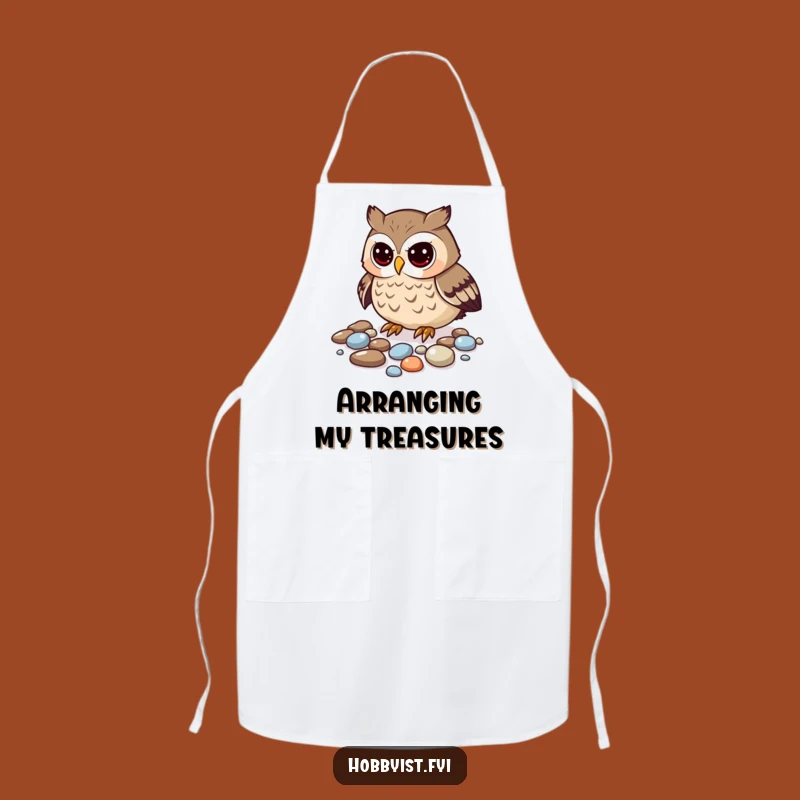 Funny Curious Owl Pebble Apron - Charming Protection for Collectors