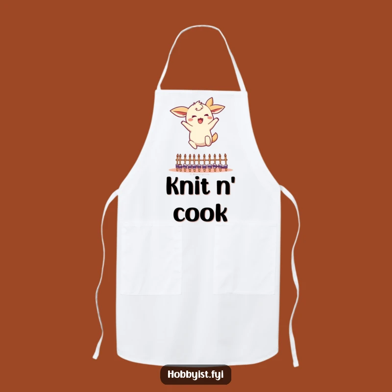 Funny Leaping Creature Apron: Knitting Jump Funny Gift for Crafters