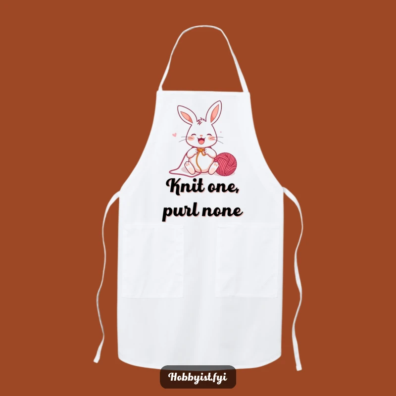 Funny Rabbit Knitter Apron: Joyful Bunny Crafting, Perfect Kitchen Gift
