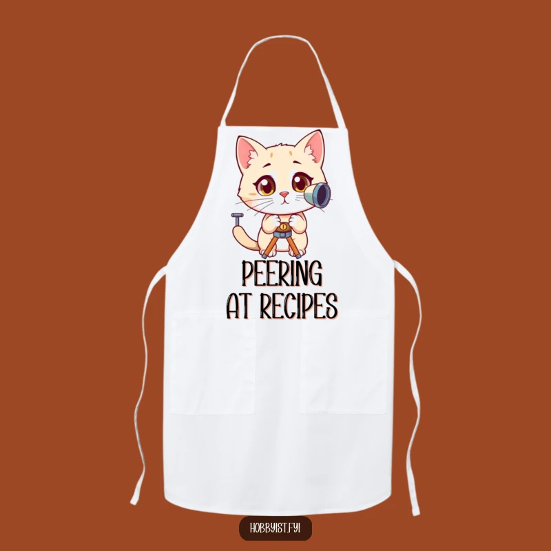 Funny Cat Telescope Apron: Cook with Curiosity, Great Kitchen Gift