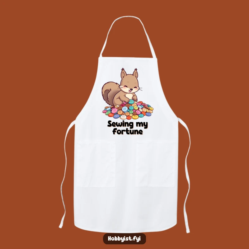 Funny Squirrel Button Sorting Apron: Hilarious Kitchen Wear for the Organized and Amused Chef