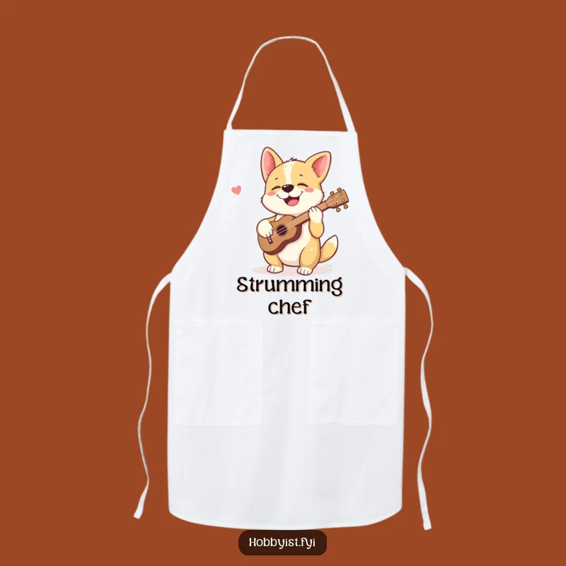 Funny Dog Ukulele Apron: Chef Pup Flair for Kitchen Harmonies