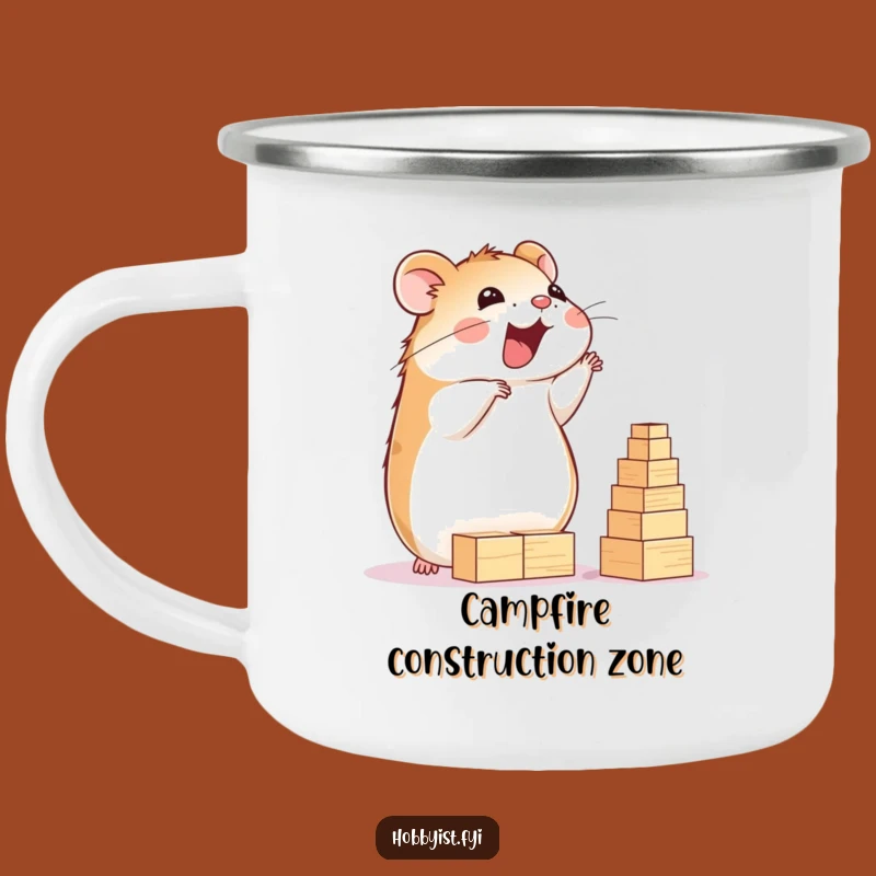 Funny Hamster Campfire Builder Mug: Build Fun Outdoors, Hilarious Gift!