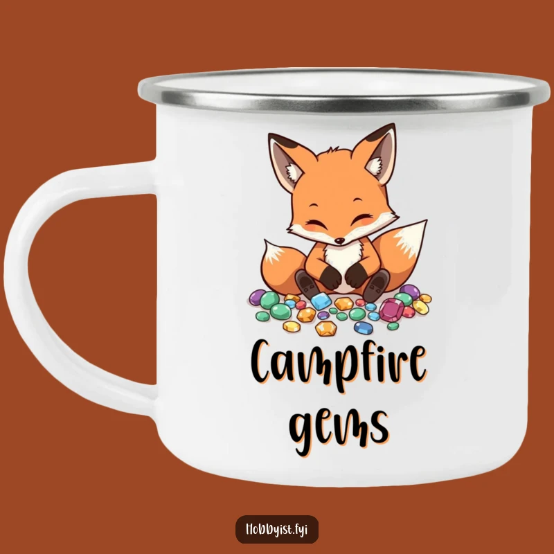 Funny Fox Gemstone Explorer Camping Mug - Adventure & Treasures
