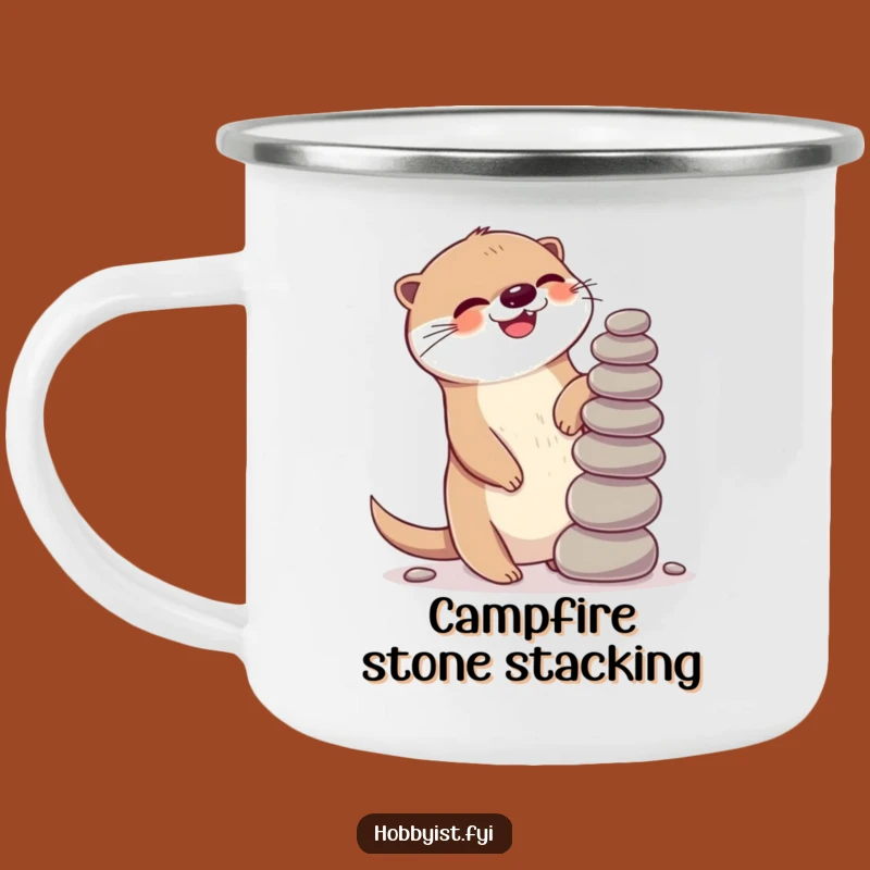 Funny Kawaii Otter Camping Mug: Giggling Balance, Playful Adventure Gift