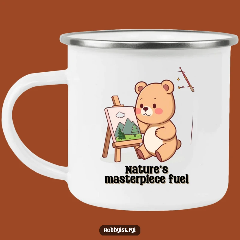 Funny Bear Artist Camping Mug: Cute Painter Bear Outdoor Art, Perfect Gift