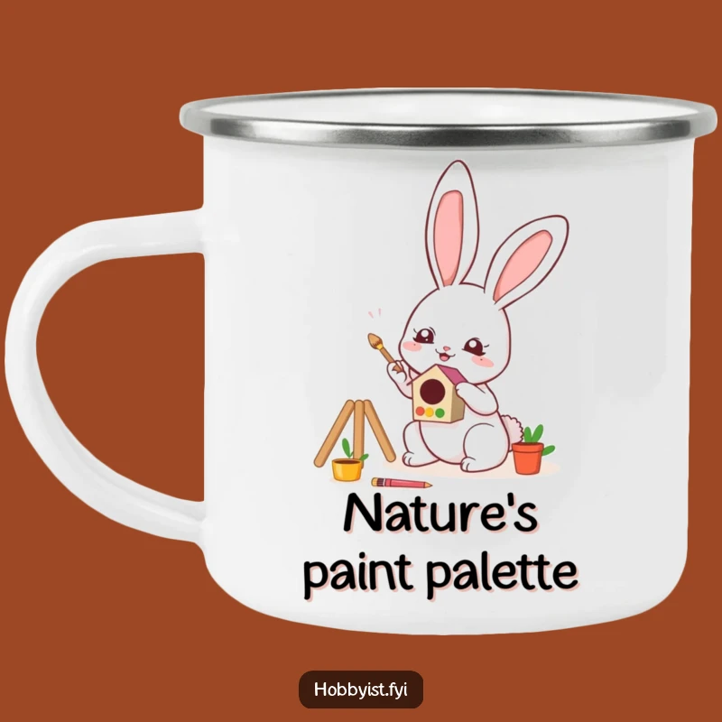 Funny Bunny Camping Mug: Artist's Companion for Outdoor Adventures, Unique Funny Gift