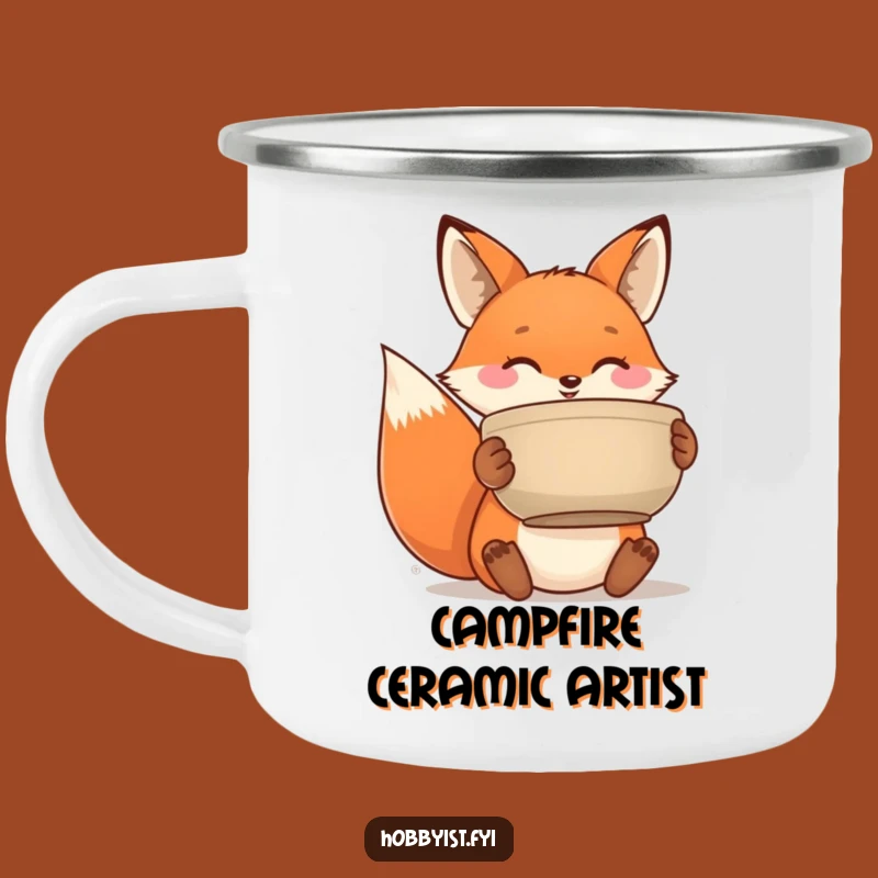 Funny Fox Pottery Camping Mug - Hilarious Outdoor Companion for Artists