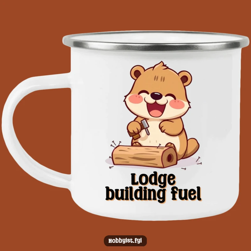 Funny Kawaii Beaver Camping Mug: Excited Builder, Outdoor Project Gift