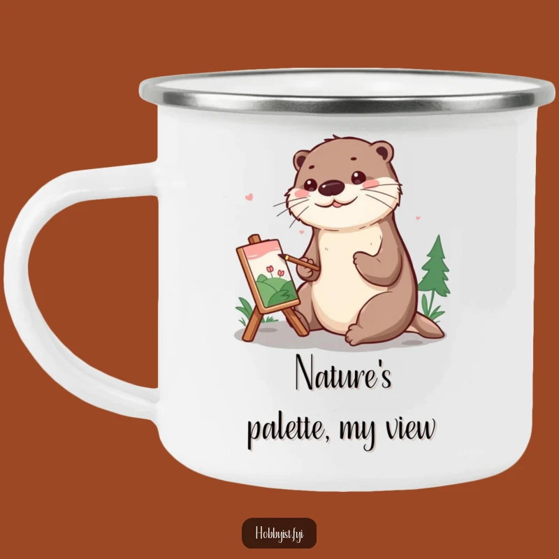 Funny Otter Painting Camping Mug: Adventure Art with a Cheerful Otter, Outdoor Gift