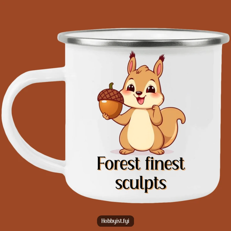 Funny Squirrel Camp Mug - Cheerful Sculptor, Outdoor Art Humor, Nature Lover Gift