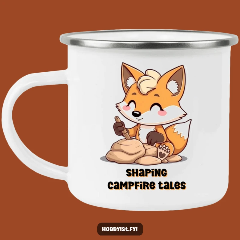 Funny Fox Clay Sculpting Camping Mug: Focused Sips for Outdoor Artists!