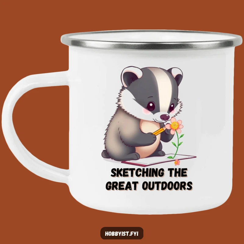 Funny Badger Artist Camping Mug - Creative Outdoor Gift, Great Funny Gift