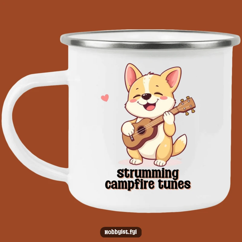 Funny Dog Ukulele Camping Mug: Outdoor Pup Cup for Musical Adventures