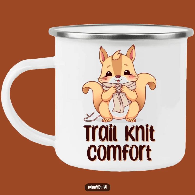 Funny Squirrel Knitting Camping Mug: Cheerful Critter Cup, Perfect Funny Gift