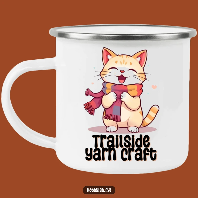Funny Cat Knitting Camping Mug: Yarn and Adventures Unite
