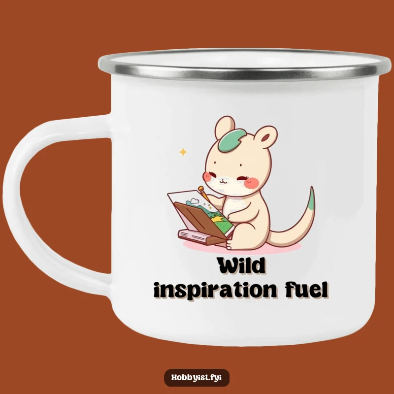 Funny Outdoor Artist Camping Mug: Delighted Creature Sketching Nature, Perfect Gift