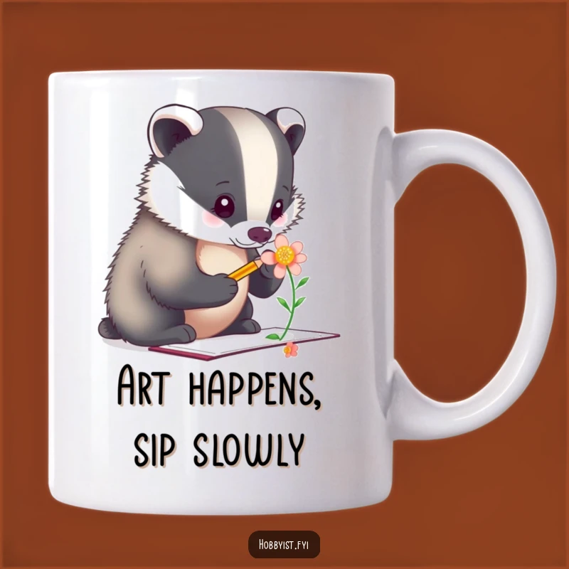 Funny Badger Artist Mug - Creative Sketching Badger Gift for Art Lovers