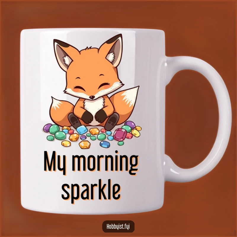 Funny Fox Gemstone Arranger Mug - Diligent Collector's Coffee Gift