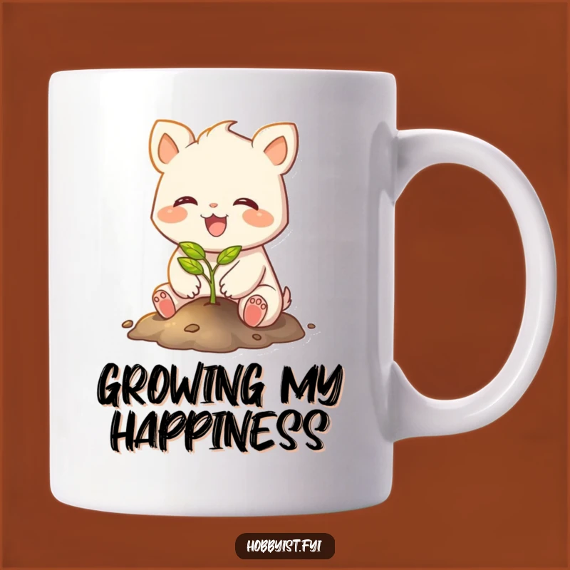 Funny Joyful Creature Mug: Planting Glowing Sapling, Symbol of Hope Funny Gift