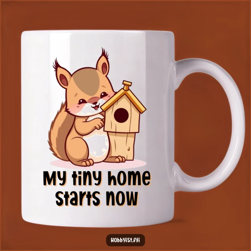 Funny Squirrel Whittling Birdhouse Mug - A Hilarious Gift for Crafters