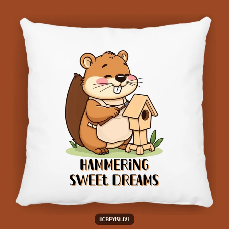Cozy Funny Beaver Pillow: Snuggle Up with Crafty Humor