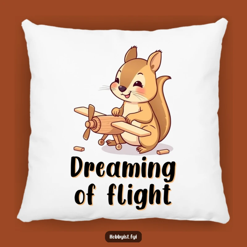 Funny Squirrel Pilot Pillow: Happy Squirrel Builder, Cozy Decor Gift