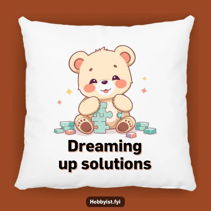 Funny Bear Cub Puzzle Master Pillow - Comfy Character Accent Cushion