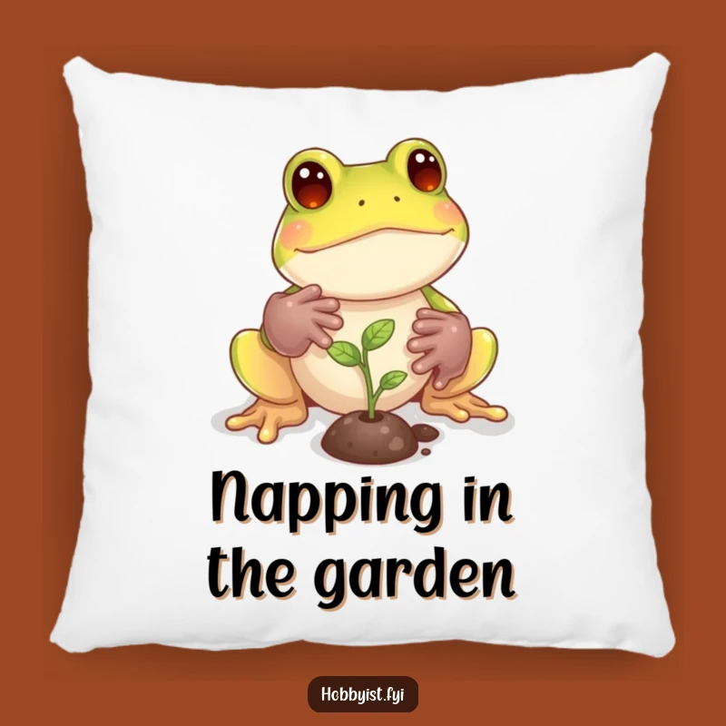 Funny Frog Gardener Pillow: Snuggle Up with Botanical Humor, Perfect Gift!