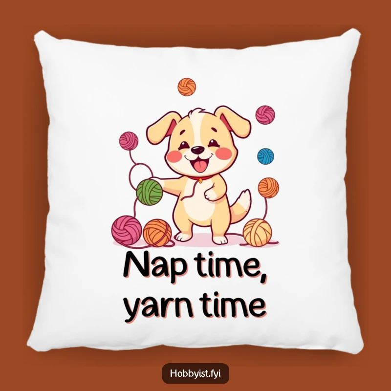 Funny Juggling Dog Yarn Pillow: Cozy Comfort with Canine Charm