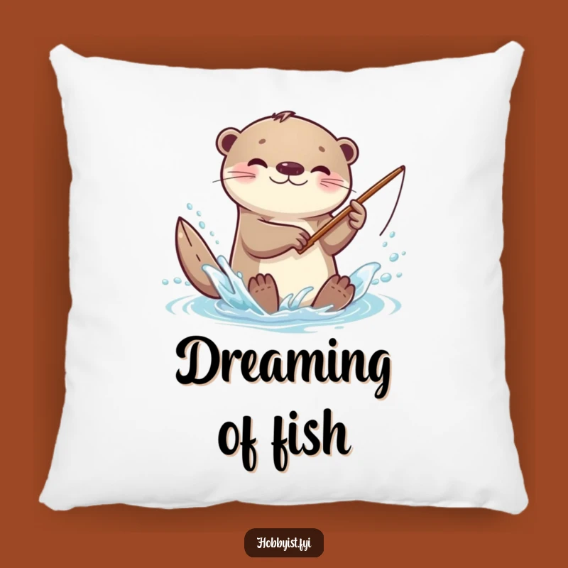 Funny Kawaii Otter Pillow: Playful Splash, Tiny Rod, Cozy Comfort Gift