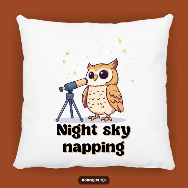 Funny Owl Telescope Pillow - Comfy & Comedic Stargazer's Accent