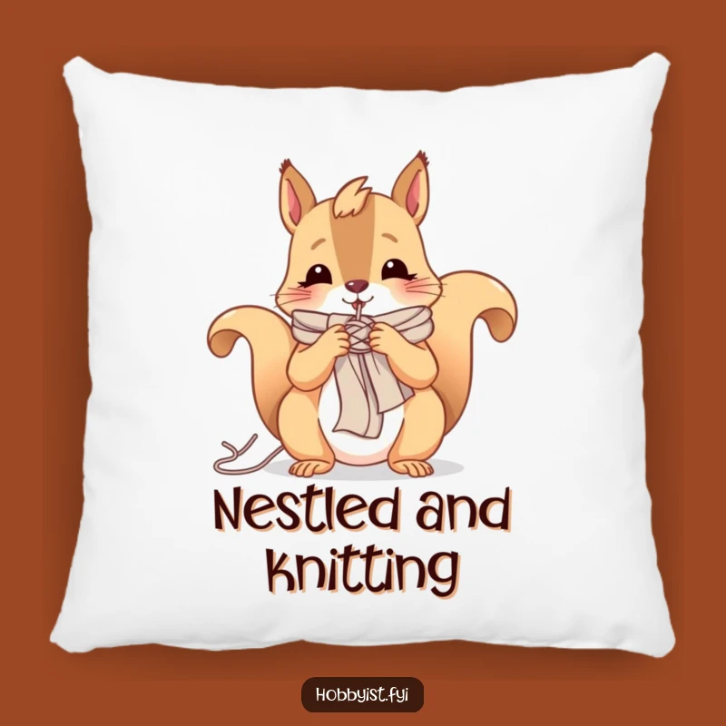 Funny Squirrel Knitting Pillow: Cozy Cheerful Critter Cushion, A Comfy Funny Gift