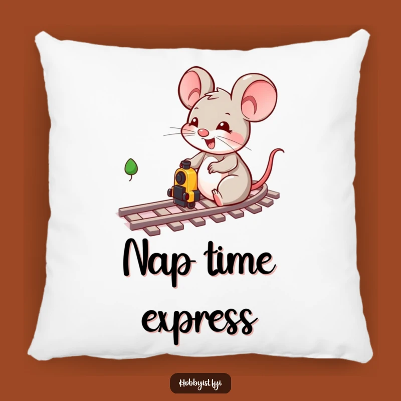 Funny Mouse Train Track Pillow - Comfy Character Accent Cushion
