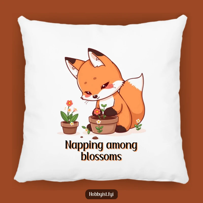 Funny Fox Pillow: Cozy Kawaii Gardener Decor, Soft and Charming Funny Gift