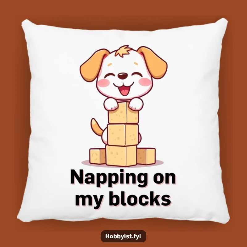 Funny Dog Block Tower Pillow: Cozy Canine Chaos Cushion, Perfect Funny Gift