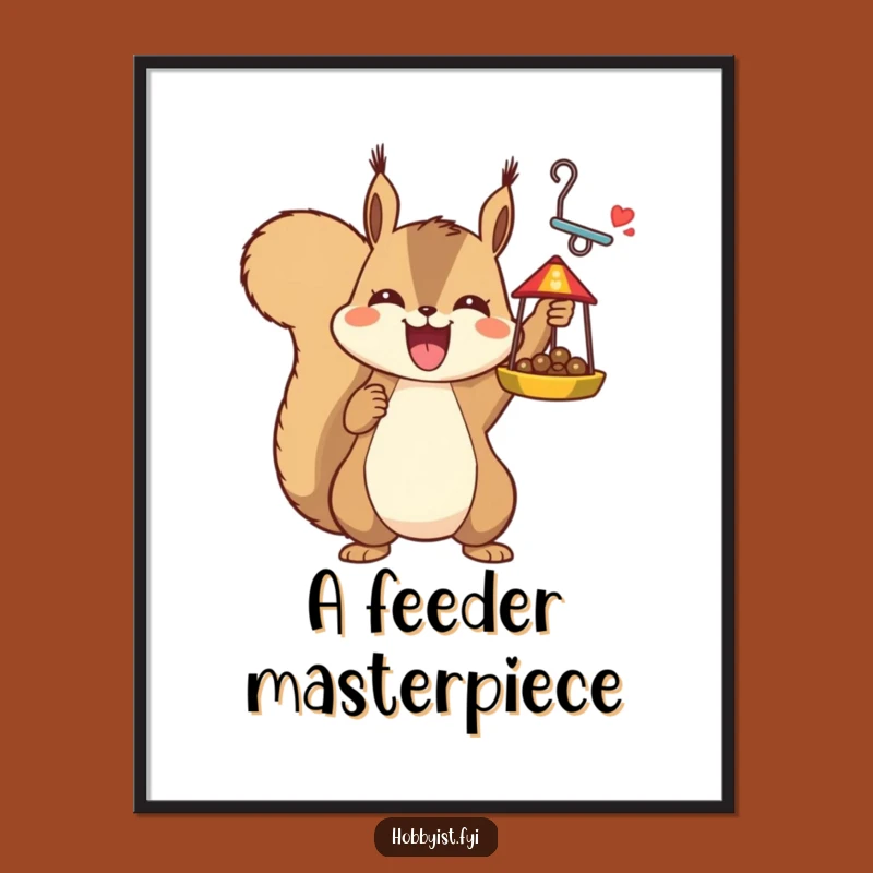 Funny Squirrel Bird Feeder Digital Art: Instant Triumphant Art for Walls!