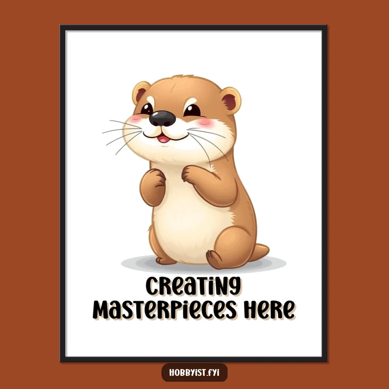 Funny Otter Painter Digital Art: Whimsical Art for Your Space