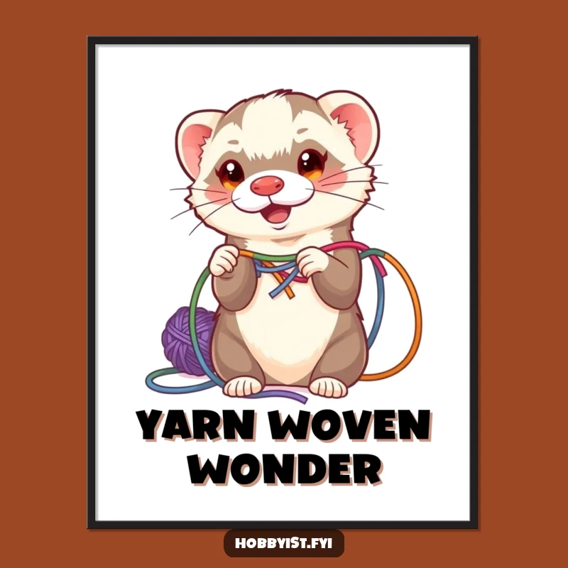 Funny Ferret Weaving Digital Art - Instant Download for Crafty Decor