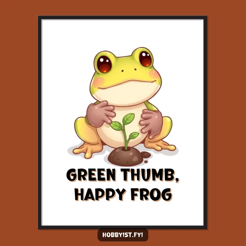 Funny Frog Gardener Digital Art Print: Instant Nature Decor, Perfect Gift!
