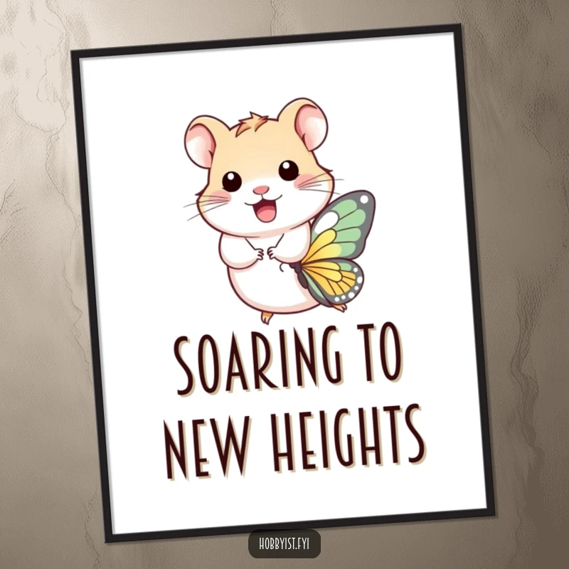 Funny Digital Art: A joyous hamster soars on a butterfly, a delightful illustration of pure fantasy and lighthearted adventure.