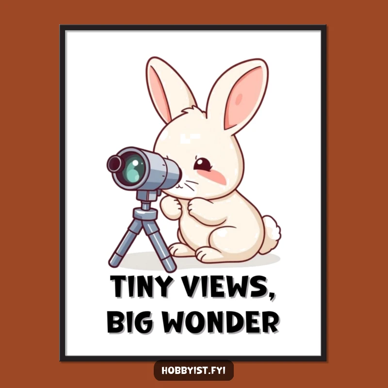Funny Rabbit Telescope Digital Art - Hilarious Downloadable Print for Space Lovers