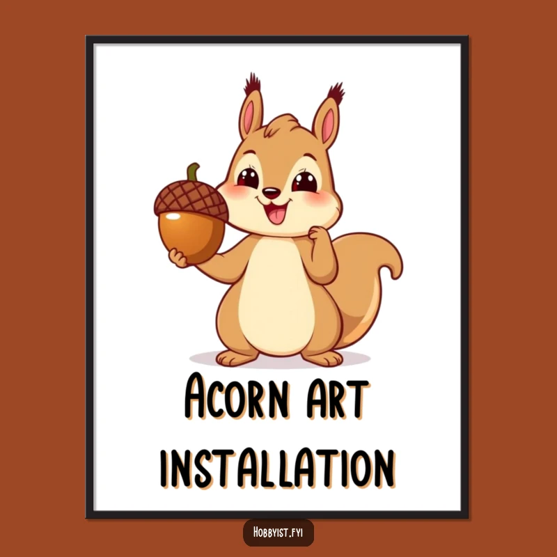 Funny Squirrel Digital Art Print - Cheerful Sculptor, Instant Art Decor, Humorous Gift