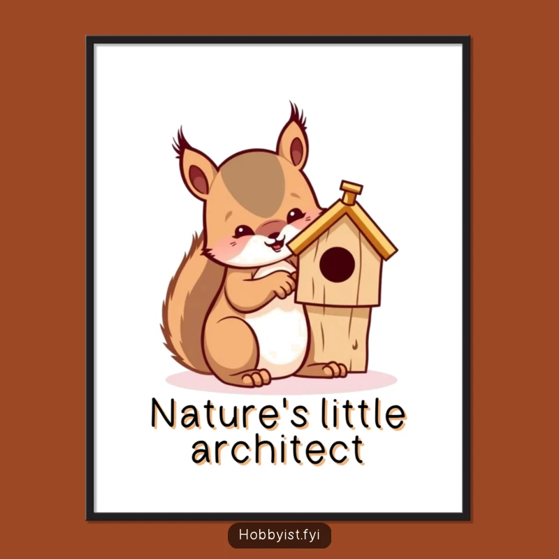 Funny Squirrel Whittling Digital Art - Hilarious Downloadable Print for Makers