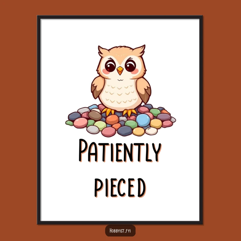 Funny Owl Mosaic Digital Art: Printable Art Decor for Instant Creativity