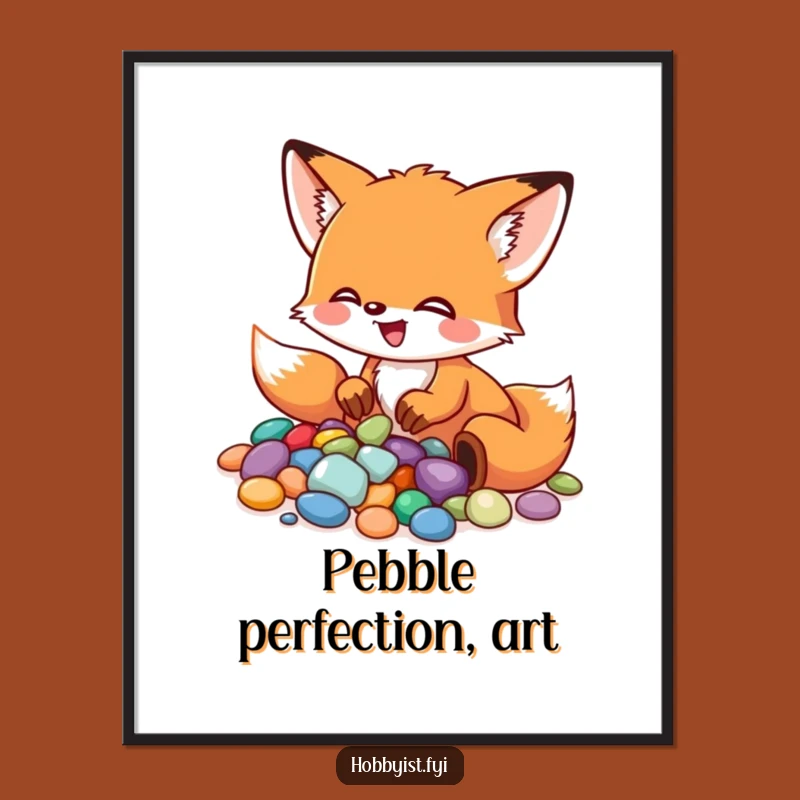 Funny Fox Pebble Mosaic Digital Art Print: Instant Creative Decor, Perfect Gift!