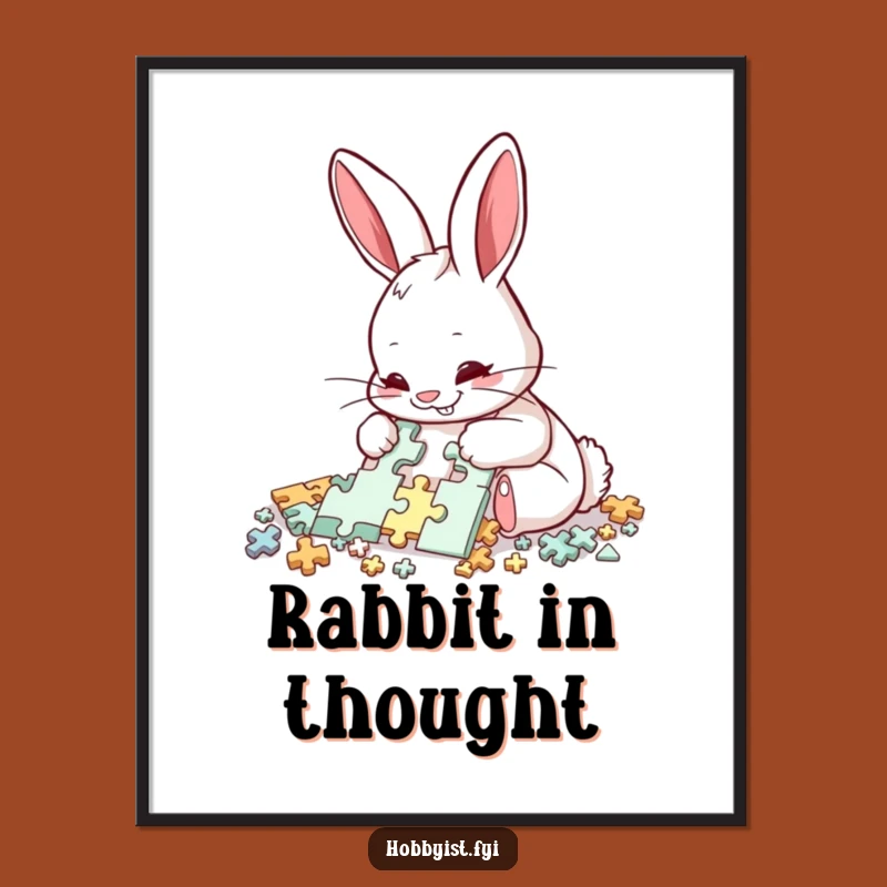 Funny Rabbit Puzzle Digital Art: Instant Brainy Decor for Walls