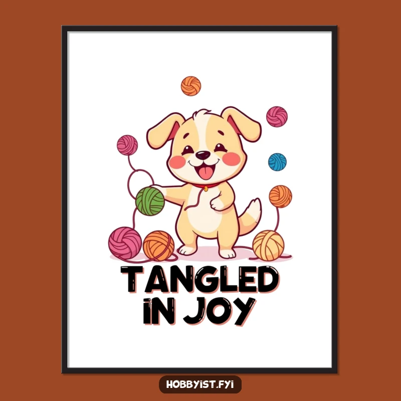 Funny Juggling Dog Yarn Digital Art: Instant Whimsy for Your Walls